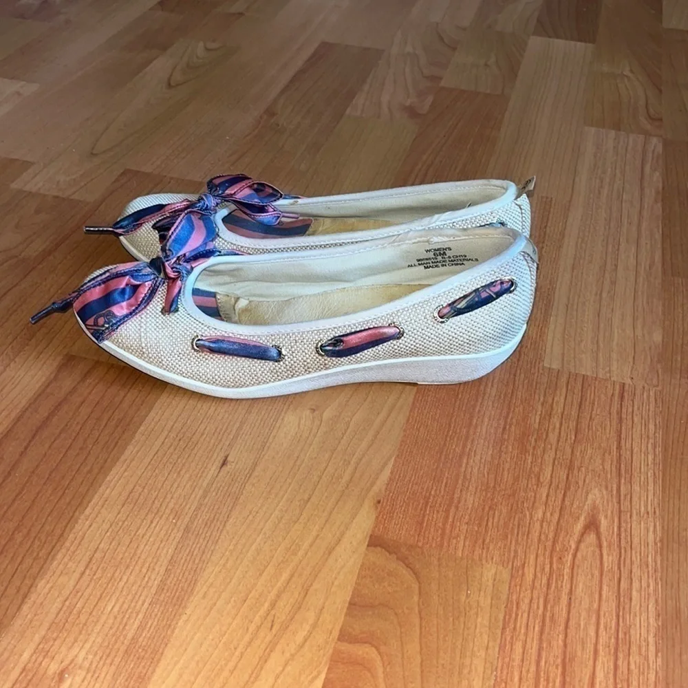 Sperry Ladies Ribbon Scarf Wedge Natural Gatsby Size 6